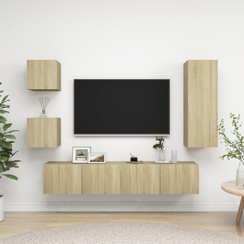vidaXL Ensembles de meubles TV 5 pcs chêne Sonoma Aggloméré