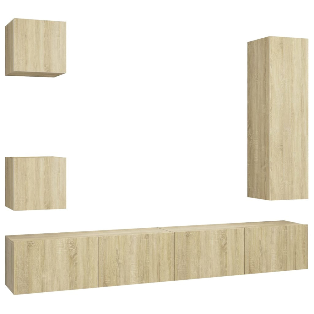 vidaXL Meuble TV 5 pièces Bois d'ingénierie Chêne Sonoma