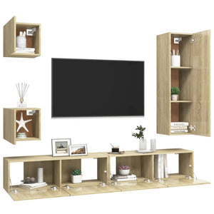 5-tlg. TV-Schrank-Set Sonoma-Eiche Holzwerkstoff