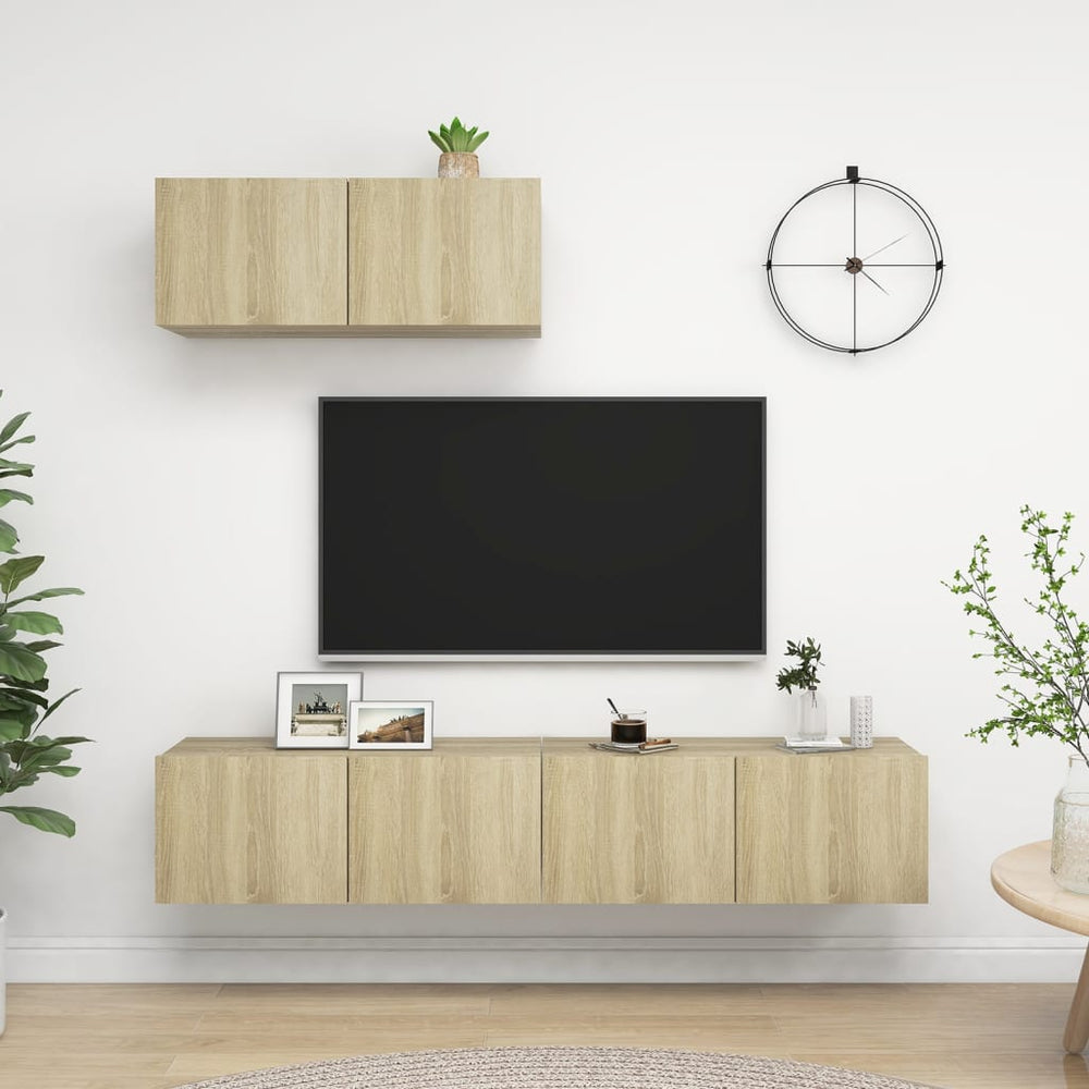 vidaXL Meubles TV 3 pcs Chêne Sonoma Aggloméré