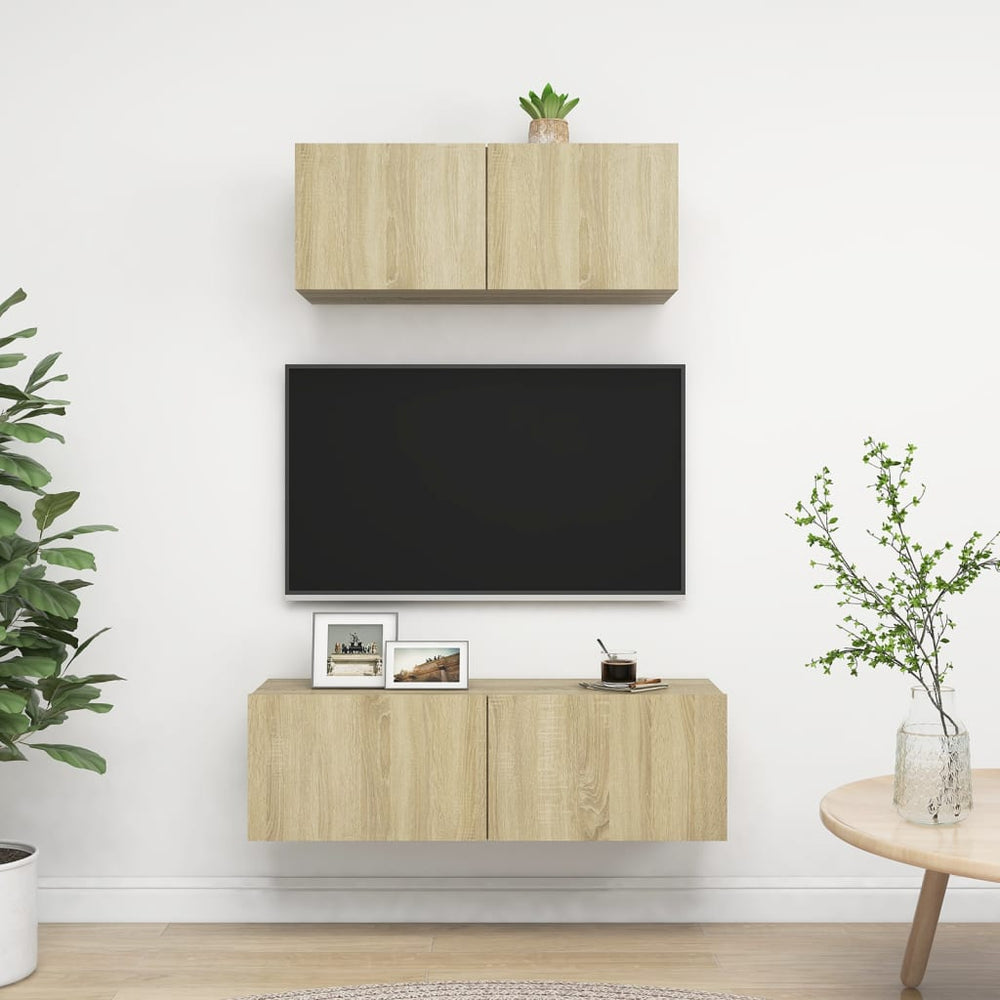 vidaXL Ensemble meuble TV 2 pcs Chêne sonoma Aggloméré