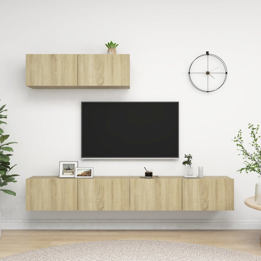 vidaXL Meubles TV 3 pcs Chêne Sonoma Aggloméré