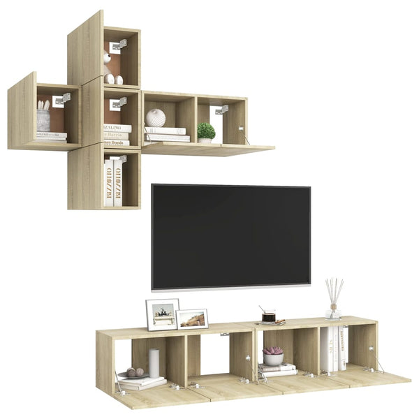 7-tlg. TV-Schrank-Set Sonoma-Eiche Holzwerkstoff