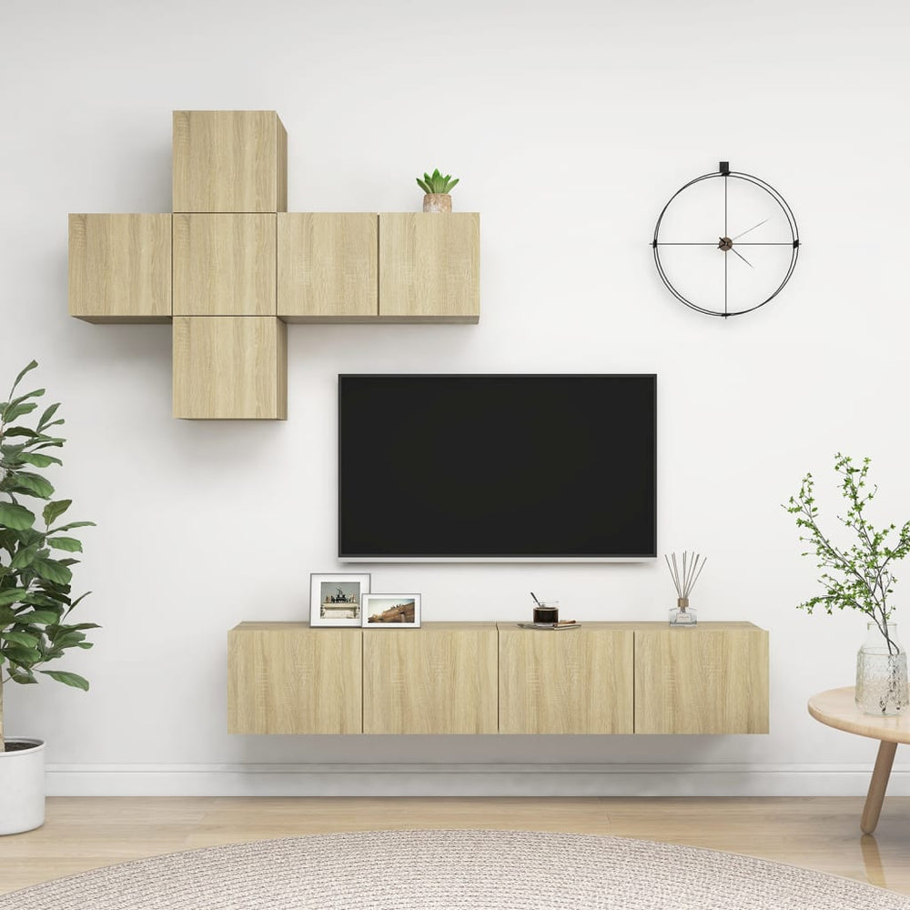 vidaXL Ensemble de meubles TV 7 pcs Bois d'ingénierie chêne sonoma