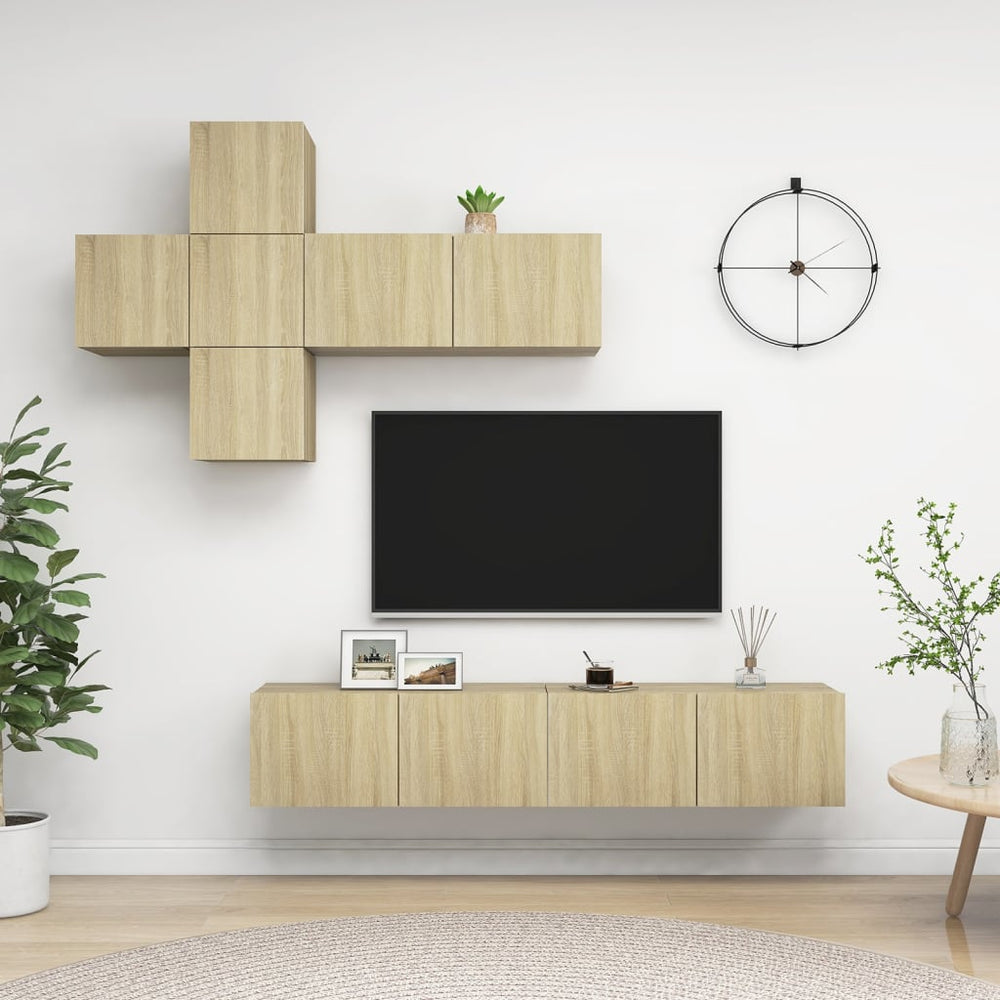 vidaXL Ensemble de meubles TV 7 pcs Bois d'ingénierie chêne sonoma