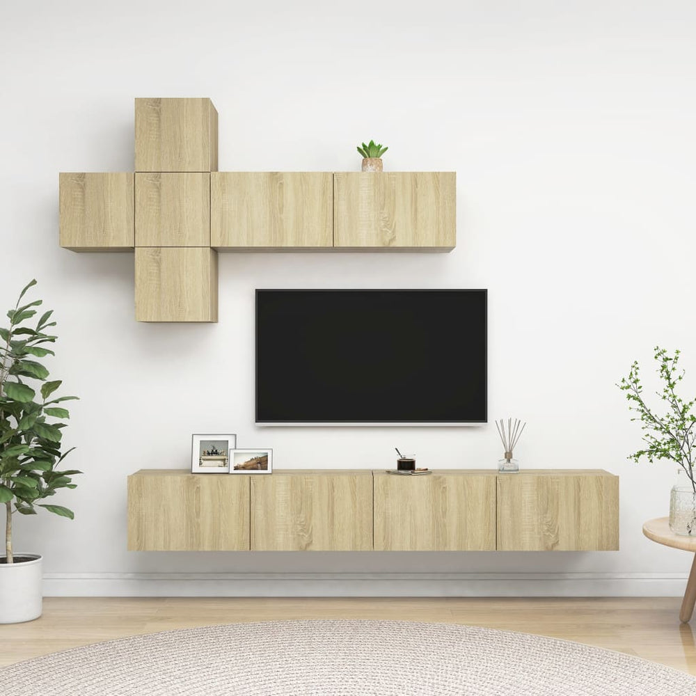 vidaXL Ensemble de meubles TV 7 pcs Bois d'ingénierie chêne sonoma