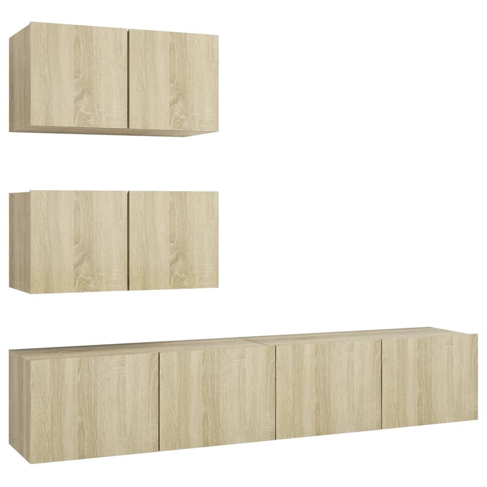 vidaXL Meuble TV, 4 pcs, chêne Sonoma, bois d'ingénierie