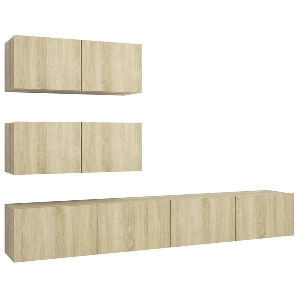 vidaXL Meuble TV, 4 pcs, chêne Sonoma, bois d'ingénierie