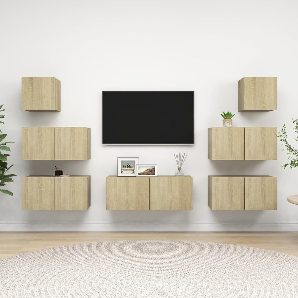 vidaXL Ensemble de meubles TV 7 pcs Bois d'ingénierie chêne sonoma