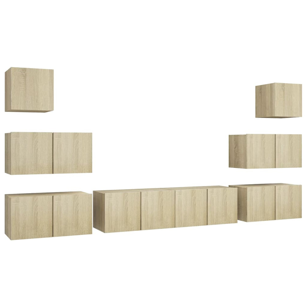 vidaXL Ensemble de 8 meubles TV Chêne Sonoma Bois d'ingénierie