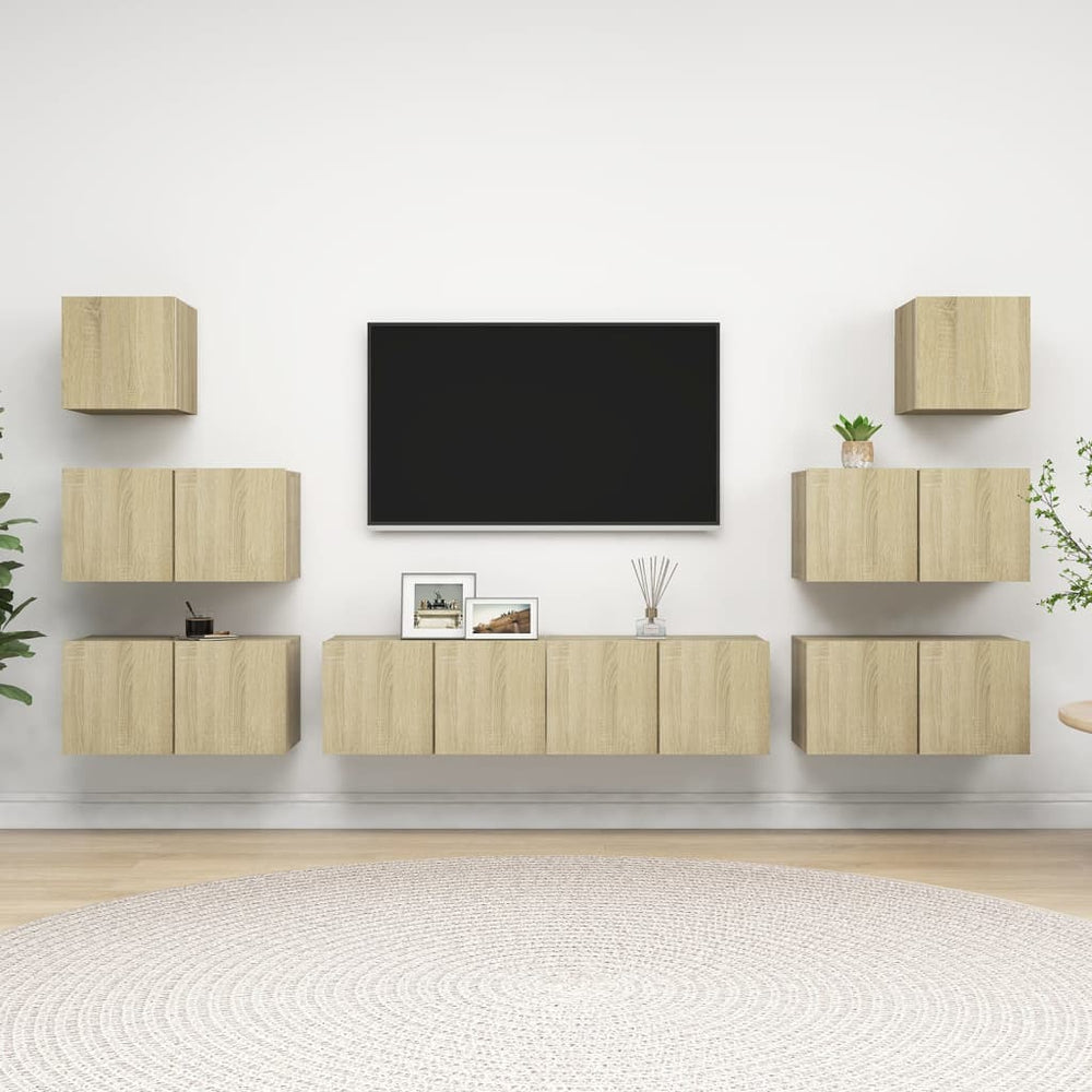 vidaXL Ensemble de 8 meubles TV Chêne Sonoma Bois d'ingénierie
