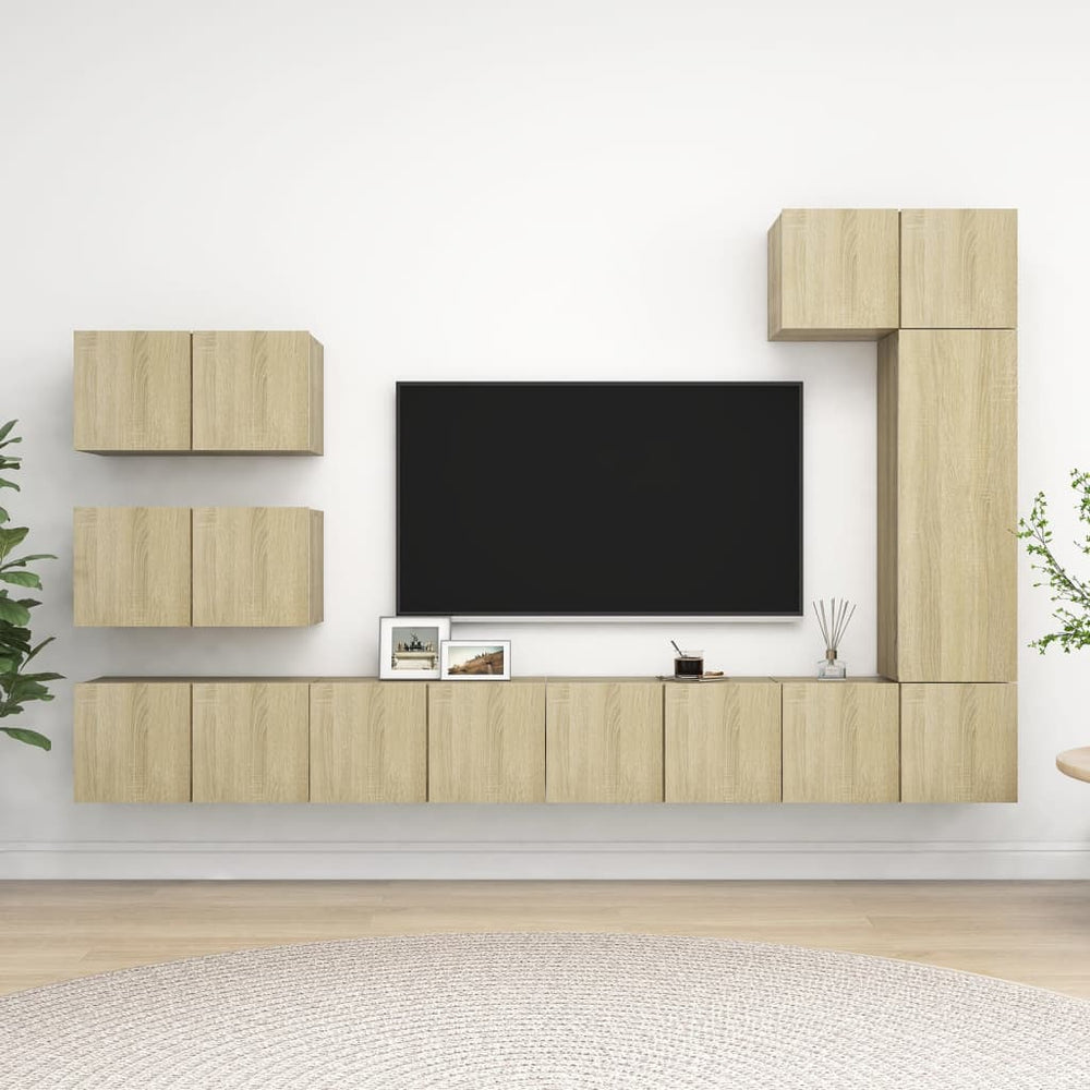vidaXL Ensemble de 8 meubles TV Chêne Sonoma Bois d'ingénierie