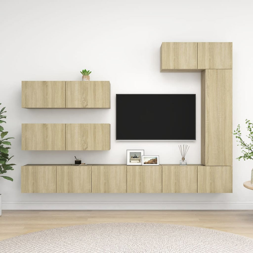 vidaXL Ensemble de meubles TV 7 pcs Bois d'ingénierie chêne sonoma