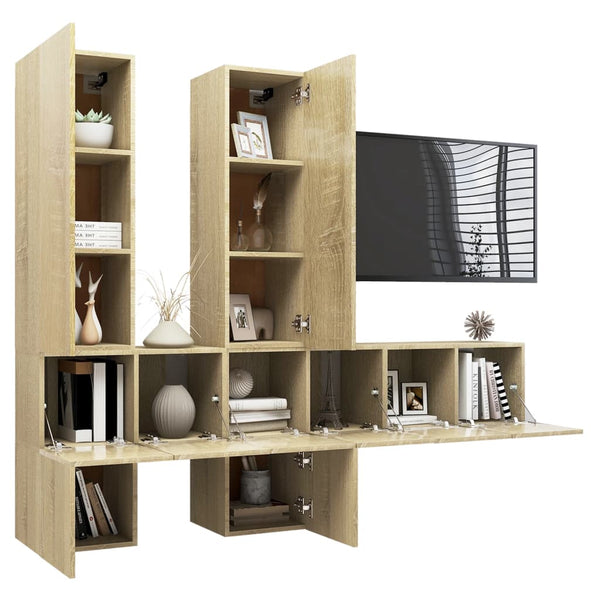 vidaXL Ensemble de meubles TV 7 pcs Bois d'ingénierie chêne sonoma