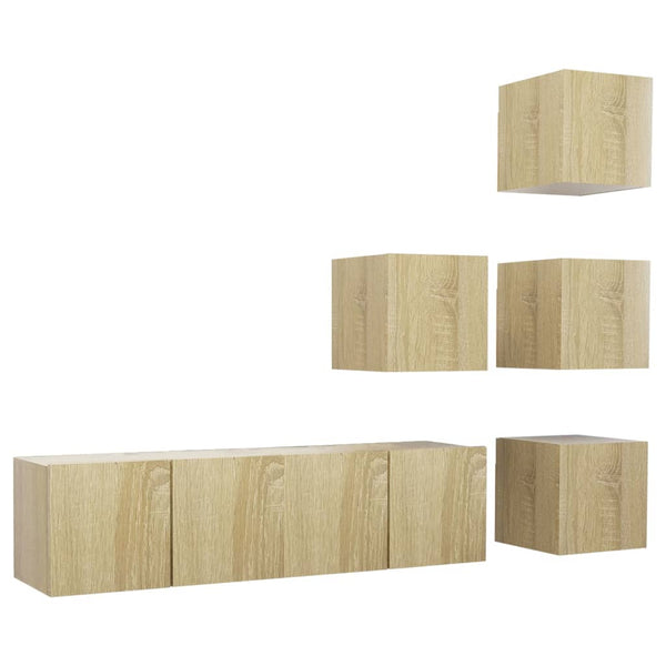 6-tlg. TV-Schrank-Set Sonoma-Eiche Holzwerkstoff