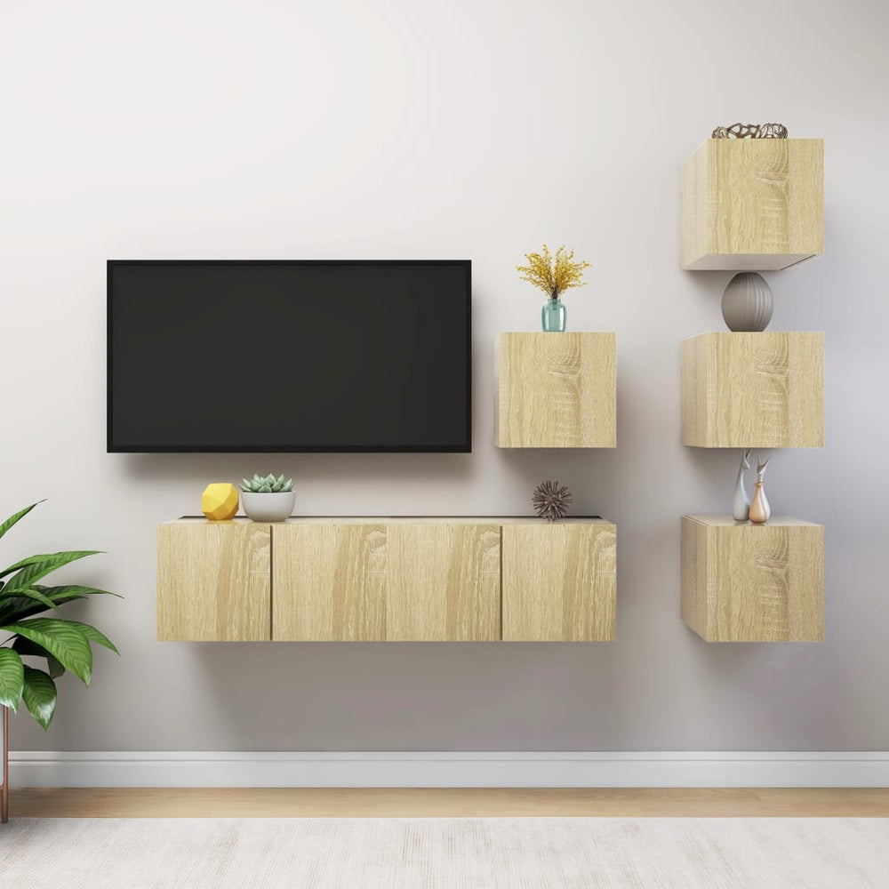 vidaXL Meuble TV 6 pcs Chêne Sonoma Aggloméré