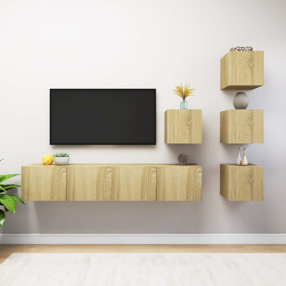vidaXL Meuble TV 6 pcs Chêne Sonoma Aggloméré