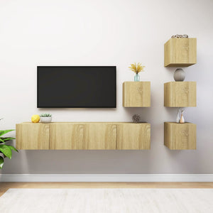 6-tlg. TV-Schrank-Set Sonoma-Eiche Holzwerkstoff