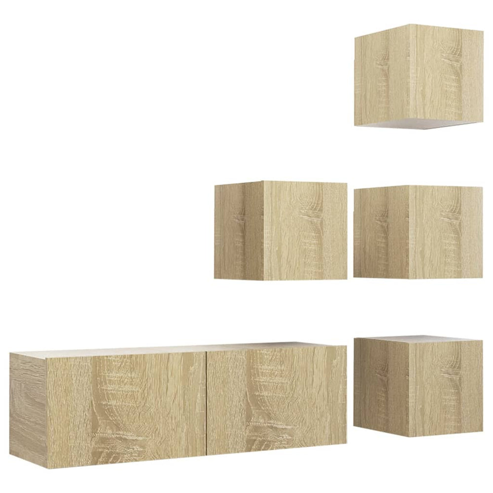 vidaXL Meuble TV 5 pièces Bois d'ingénierie Chêne Sonoma