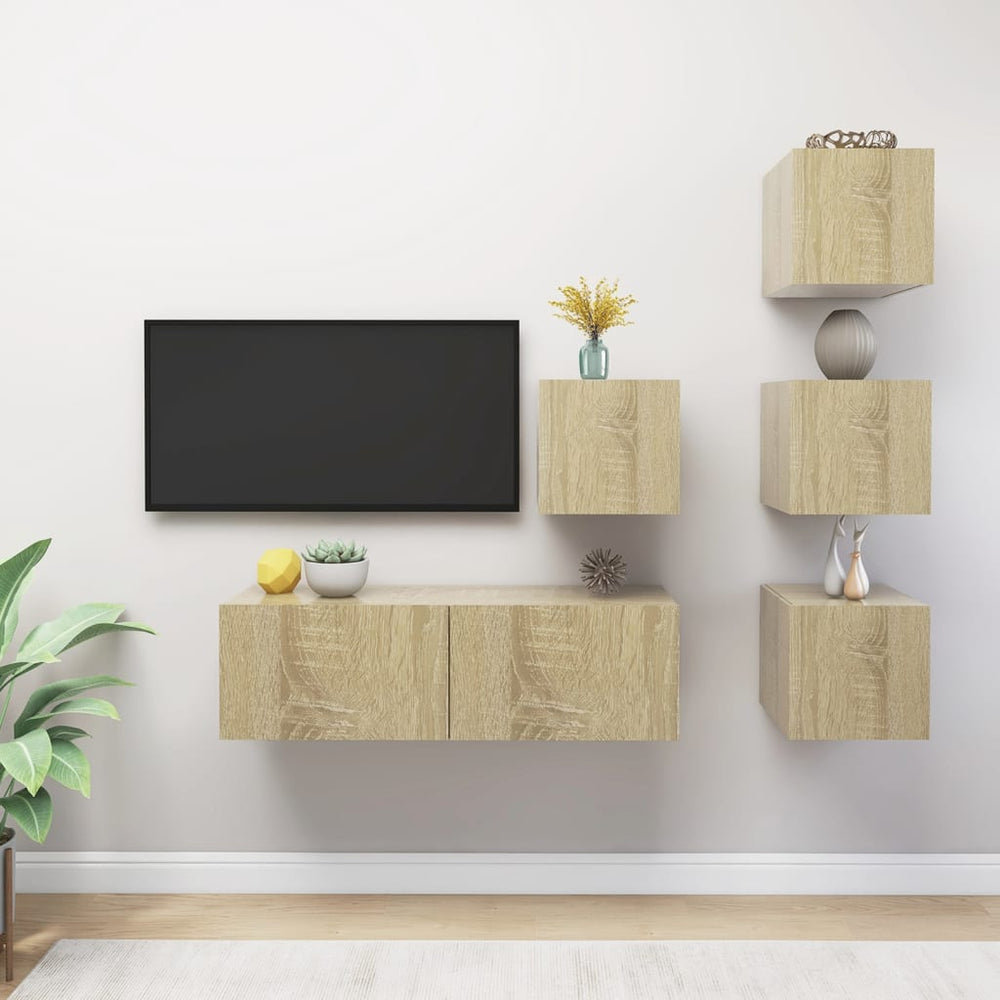 vidaXL Meuble TV 5 pièces Bois d'ingénierie Chêne Sonoma