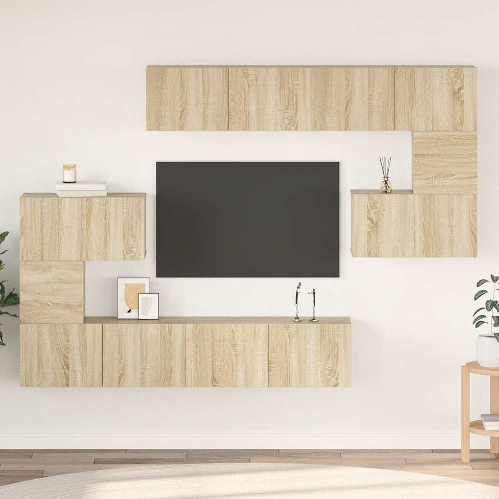 vidaXL Ensemble de 8 meubles TV Chêne Sonoma Bois d'ingénierie
