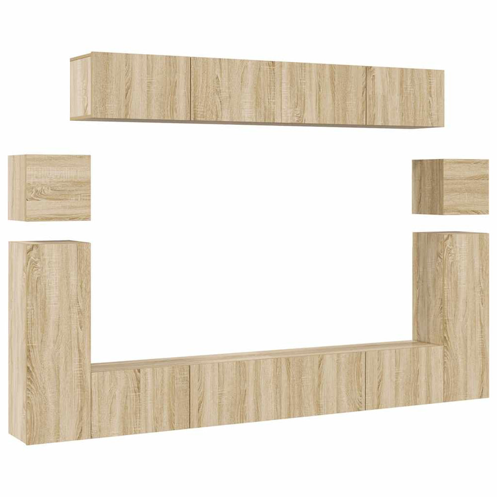 vidaXL Ensemble de 8 meubles TV Chêne Sonoma Bois d'ingénierie