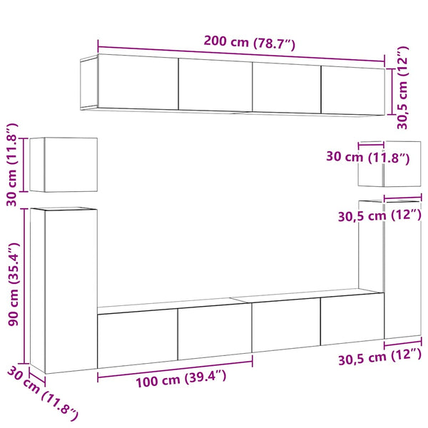8-tlg. TV-Schrank-Set Sonoma-Eiche Holzwerkstoff