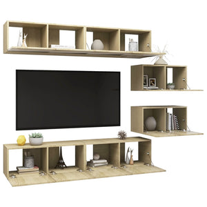 6-tlg. TV-Schrank-Set Sonoma-Eiche Holzwerkstoff