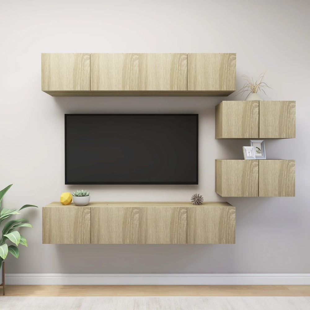 vidaXL Meuble TV 6 pcs Chêne Sonoma Aggloméré