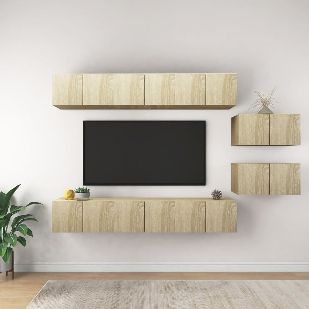 vidaXL Meubles TV 8 pcs Chêne Sonoma Bois d'ingénierie