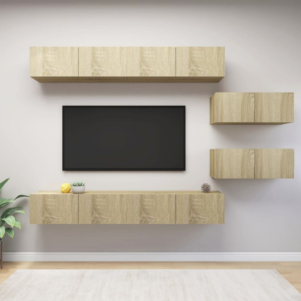 vidaXL Meuble TV 6 pcs Chêne Sonoma Aggloméré