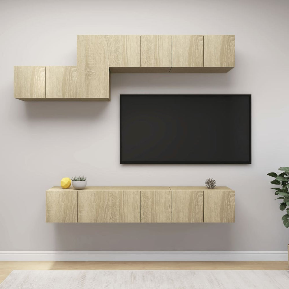 vidaXL Ensemble de meubles TV 7 pcs Bois d'ingénierie chêne sonoma