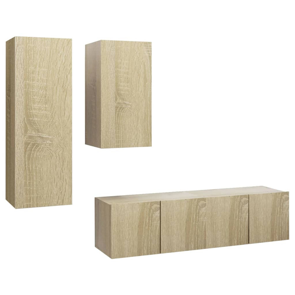 vidaXL Meuble TV, 4 pcs, chêne Sonoma, bois d'ingénierie