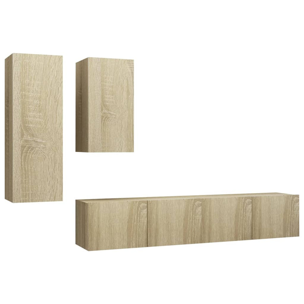 vidaXL Meuble TV, 4 pcs, chêne Sonoma, bois d'ingénierie
