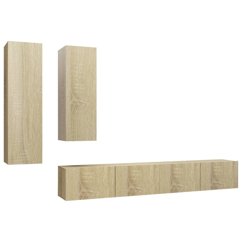 vidaXL Meuble TV, 4 pcs, chêne Sonoma, bois d'ingénierie