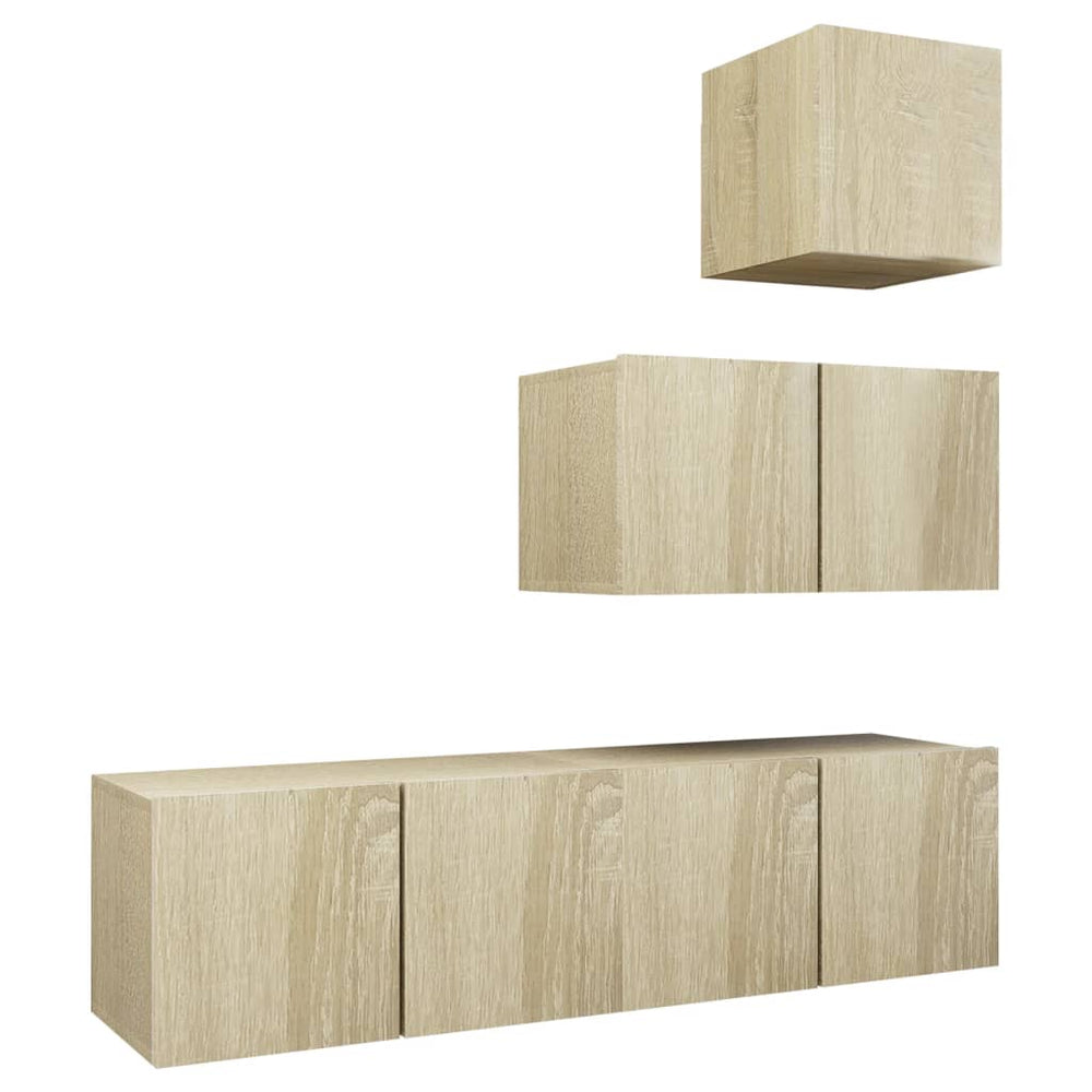 vidaXL Meuble TV, 4 pcs, chêne Sonoma, bois d'ingénierie