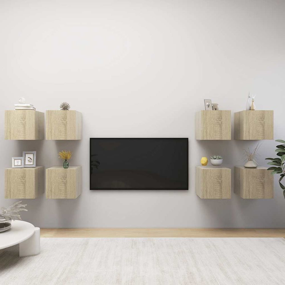vidaXL Meubles muraux de télévision 8 pcs Chêne Sonoma 30,5x30x30 cm