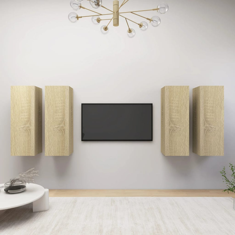 vidaXL Meubles TV 4 pcs Chêne Sonoma 30,5x30x90 cm Bois d'ingénierie