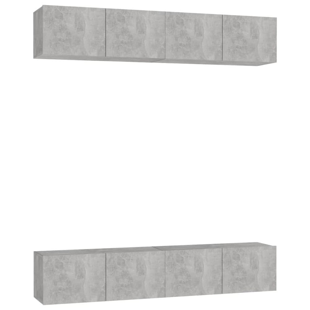 vidaXL Meubles TV 4 pcs. gris béton 80x30x30 cm bois d'ingénierie