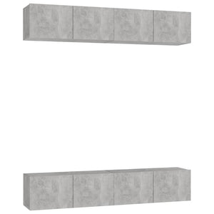 TV-Schränke 4 Stk. Betongrau 80x30x30 cm Holzwerkstoff