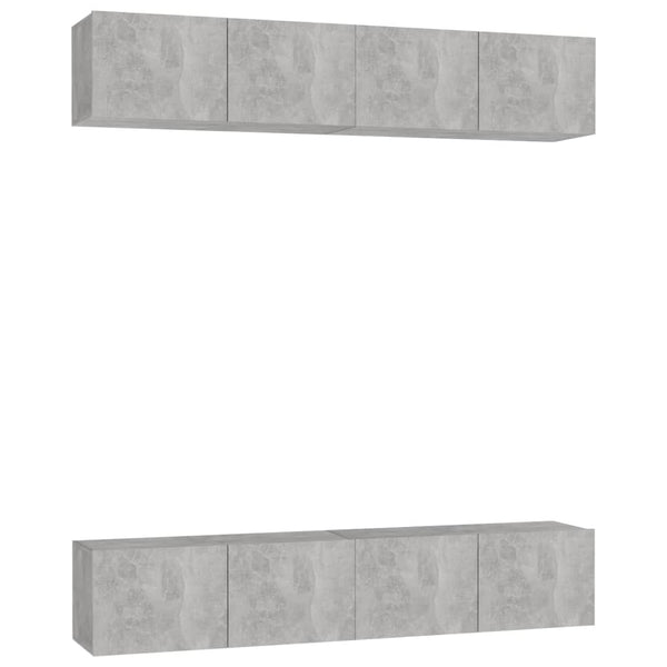 TV-Schränke 4 Stk. Betongrau 80x30x30 cm Holzwerkstoff