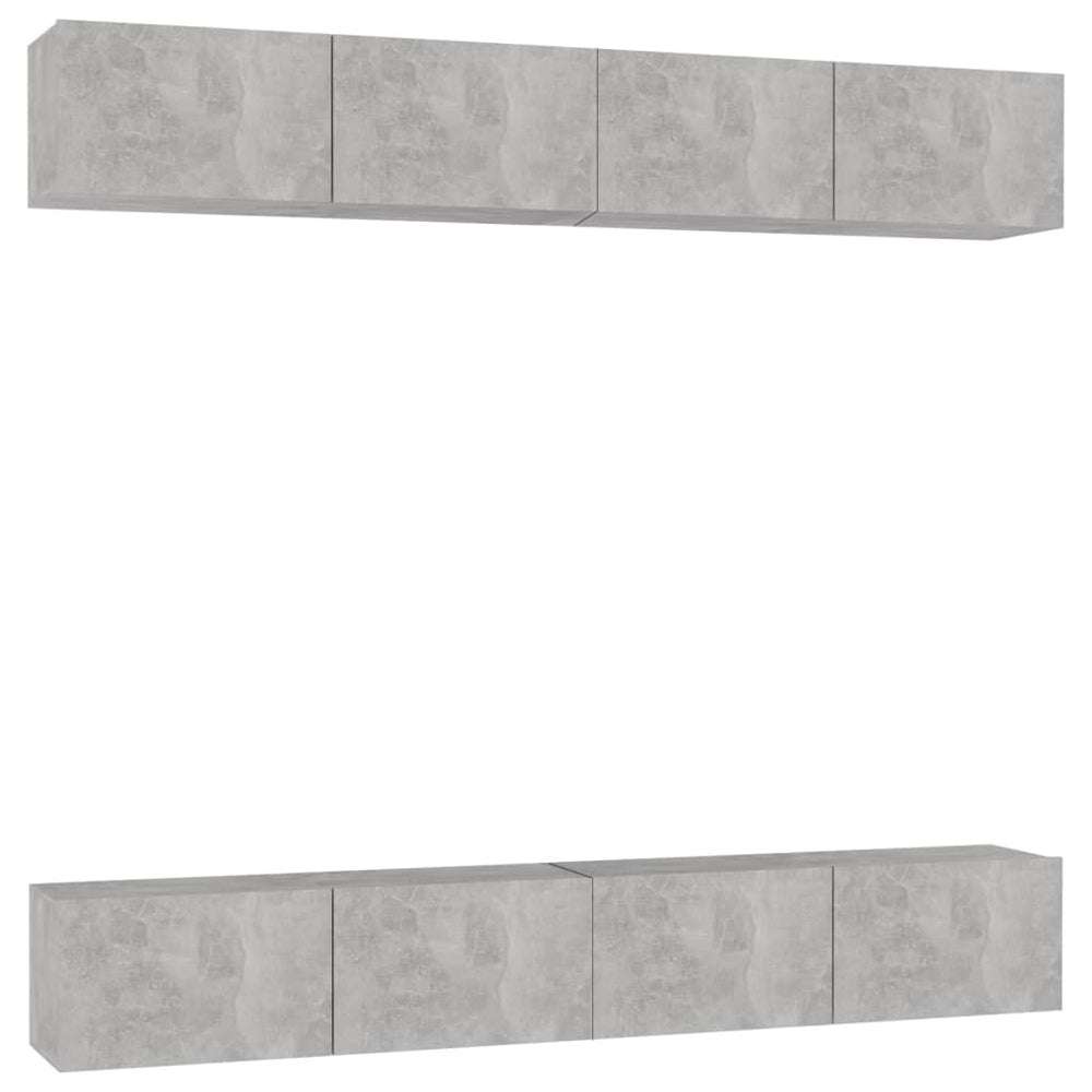 vidaXL Meubles TV 4 pcs Gris béton 100x30x30 cm Aggloméré