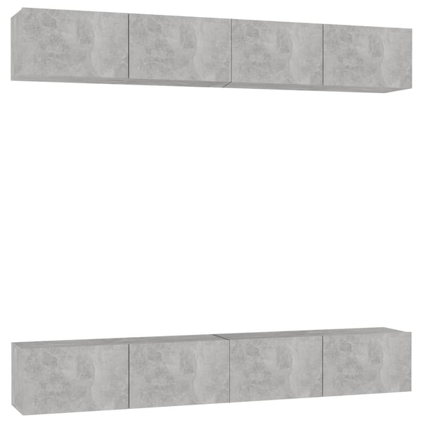 TV-Schränke 4 Stk. Betongrau 100x30x30 cm Holzwerkstoff