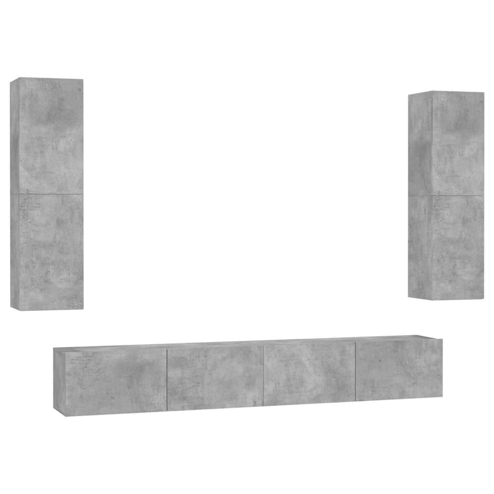 vidaXL Meuble TV 4 pcs Gris béton Aggloméré