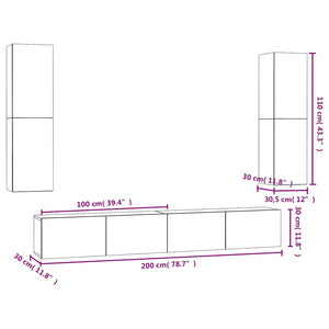 4-tlg. TV-Schrank-Set Betongrau Holzwerkstoff