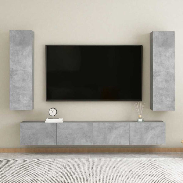 4-tlg. TV-Schrank-Set Betongrau Holzwerkstoff