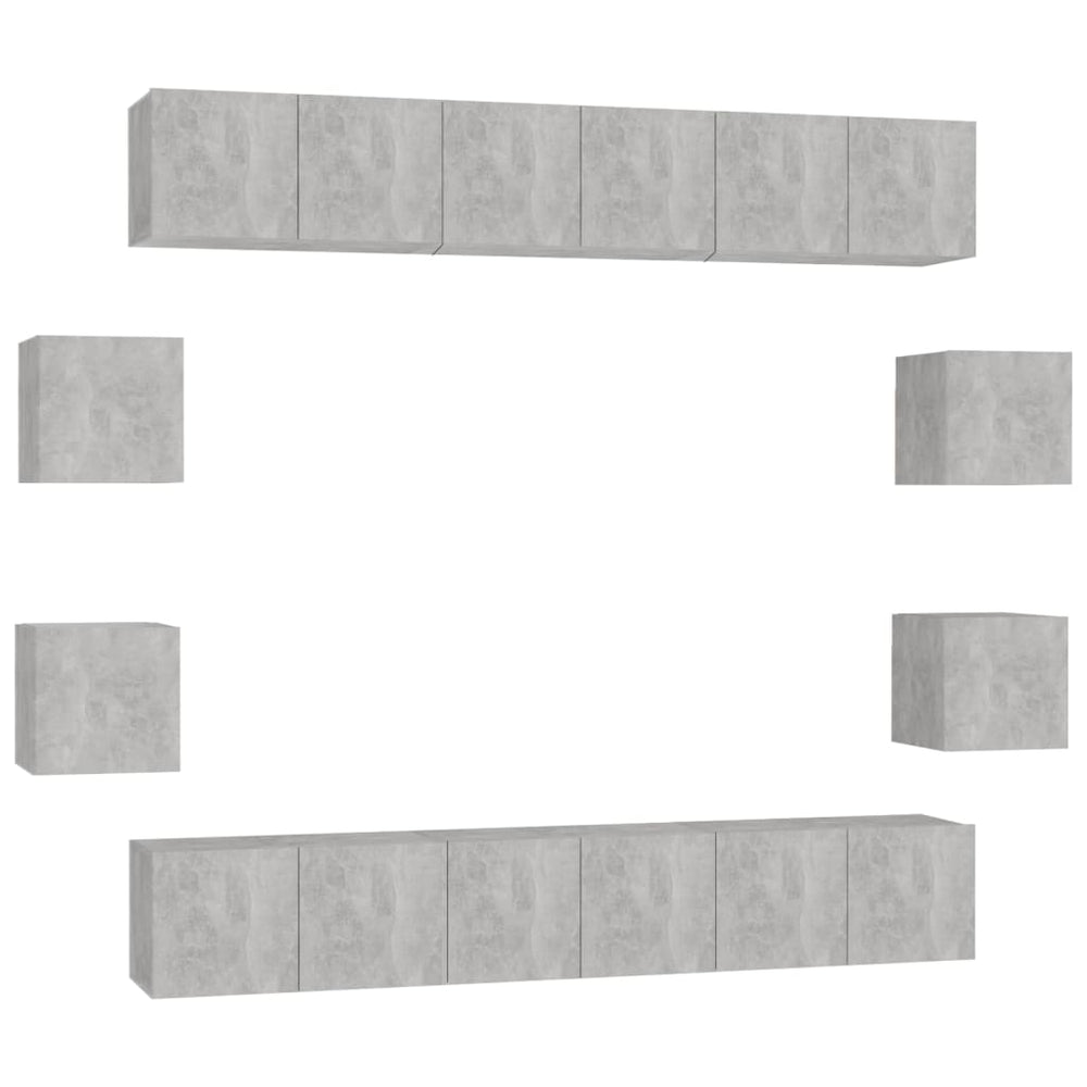 10-tlg. TV-Schrank-Set Betongrau Holzwerkstoff