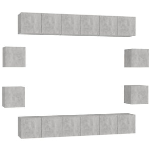 vidaXL Ensemble de 10 meubles TV gris béton en bois d'ingénierie