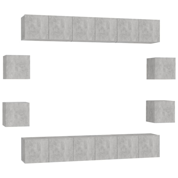vidaXL Ensemble de 10 meubles TV gris béton en bois d'ingénierie