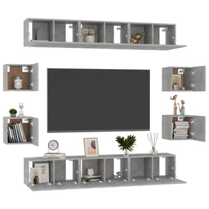 vidaXL Ensemble de 10 meubles TV gris béton en bois d'ingénierie